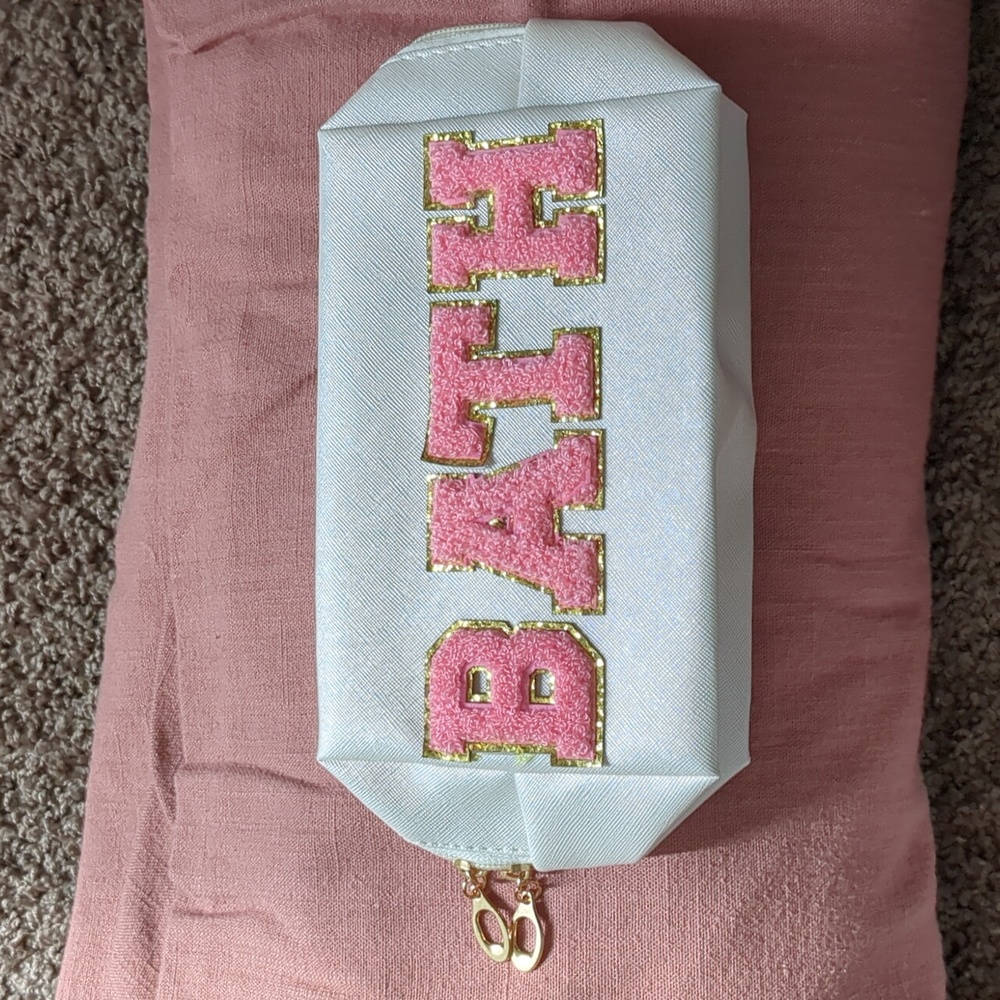 Toiletries BATH Pouch, white, pink, gold